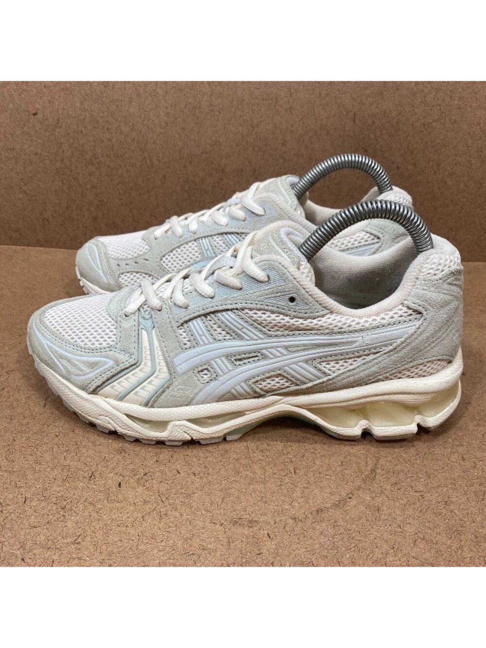 Asics Womens Gel-Kayano 14 White Smoke Grey Running Shoes Size 7 Suede & Mesh